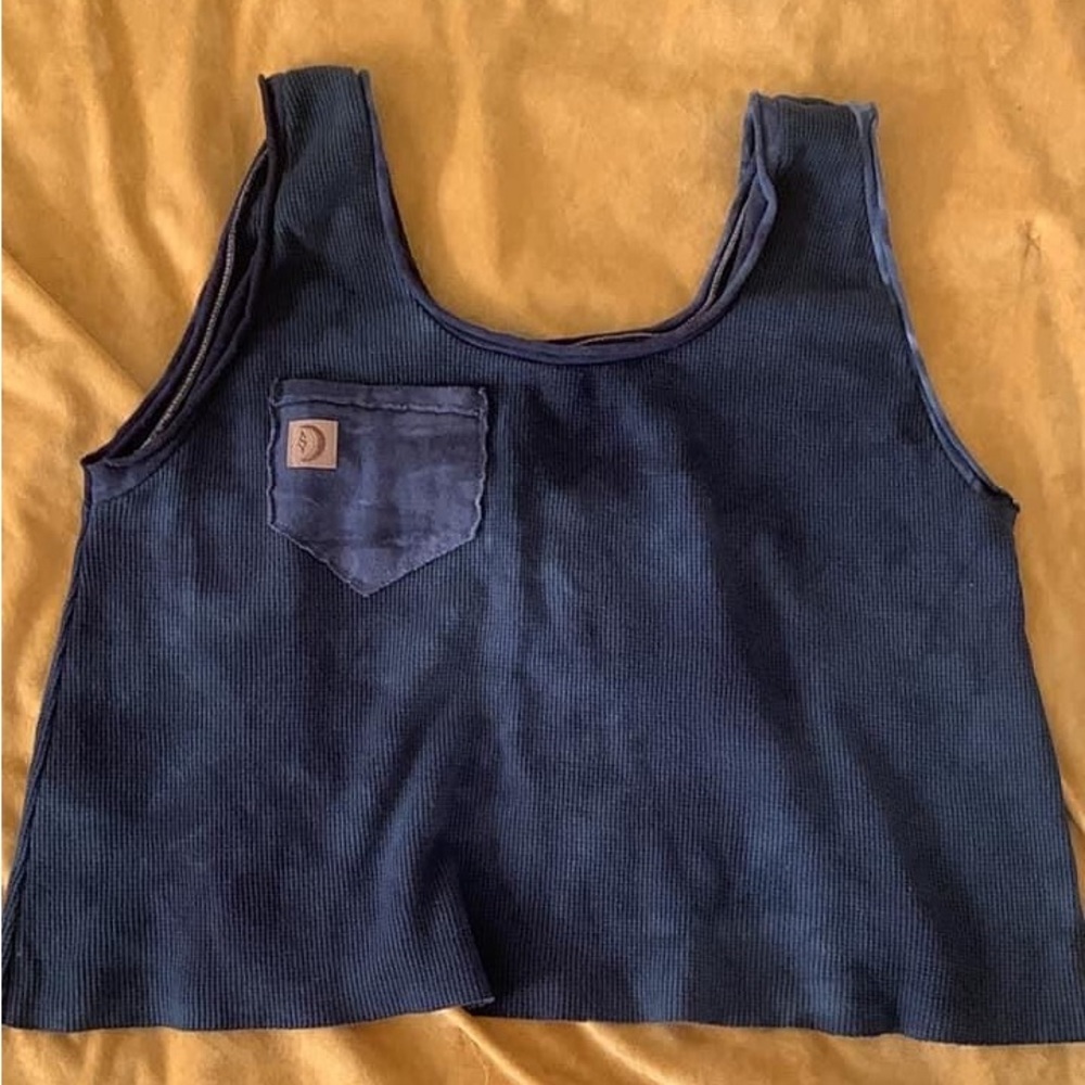 Sinew Moon Sweet Jane Crop Tank M/L Hemp Thermal Storm Colorway NWOT